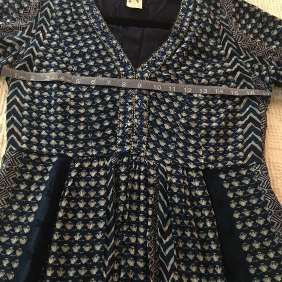 Anthropologie Akemi + Kin Rozalin Dress Blue Boho Embroidered Patterned M (?) - Picture 9 of 10